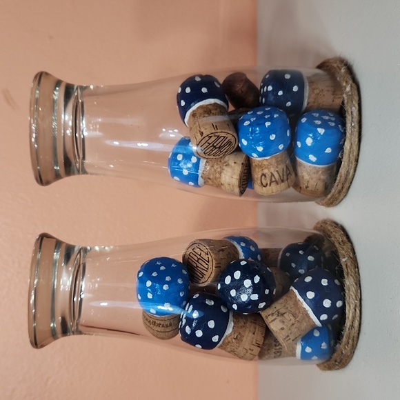 Handmade Rustic Patriotic Vibes Toadstools Candle Holders/ Table Decor - Picture 3 of 9